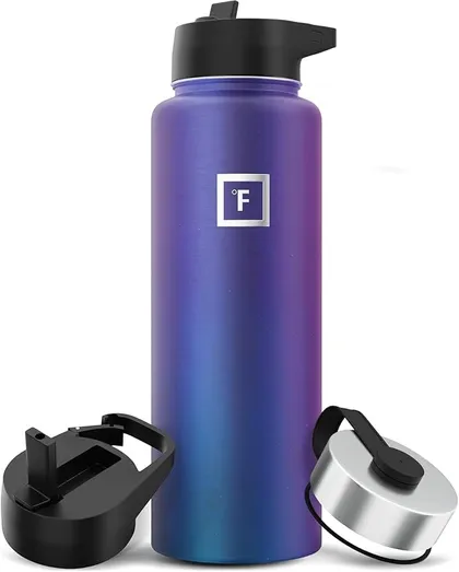IRON FLASK Gourde Isotherme avec Paille - 650 à 1800 ml - Inox Double Paroi Sans BPA